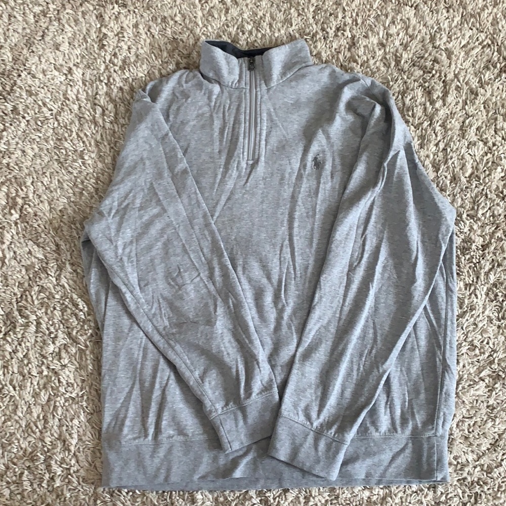 Grey Polo Ralph Lauren half zip pullover.
